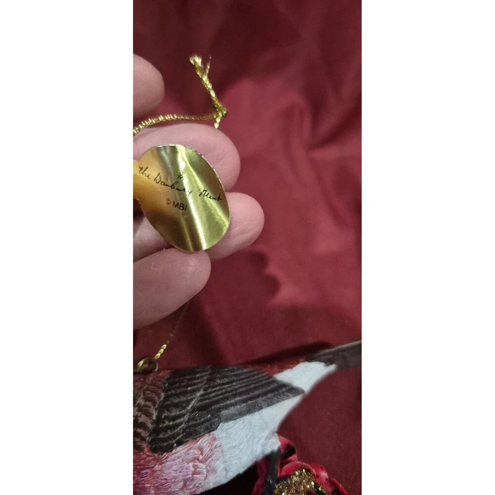 NWT Purple Finch Bird On Bell Danbury Mint The Songbird Christmas Ornaments